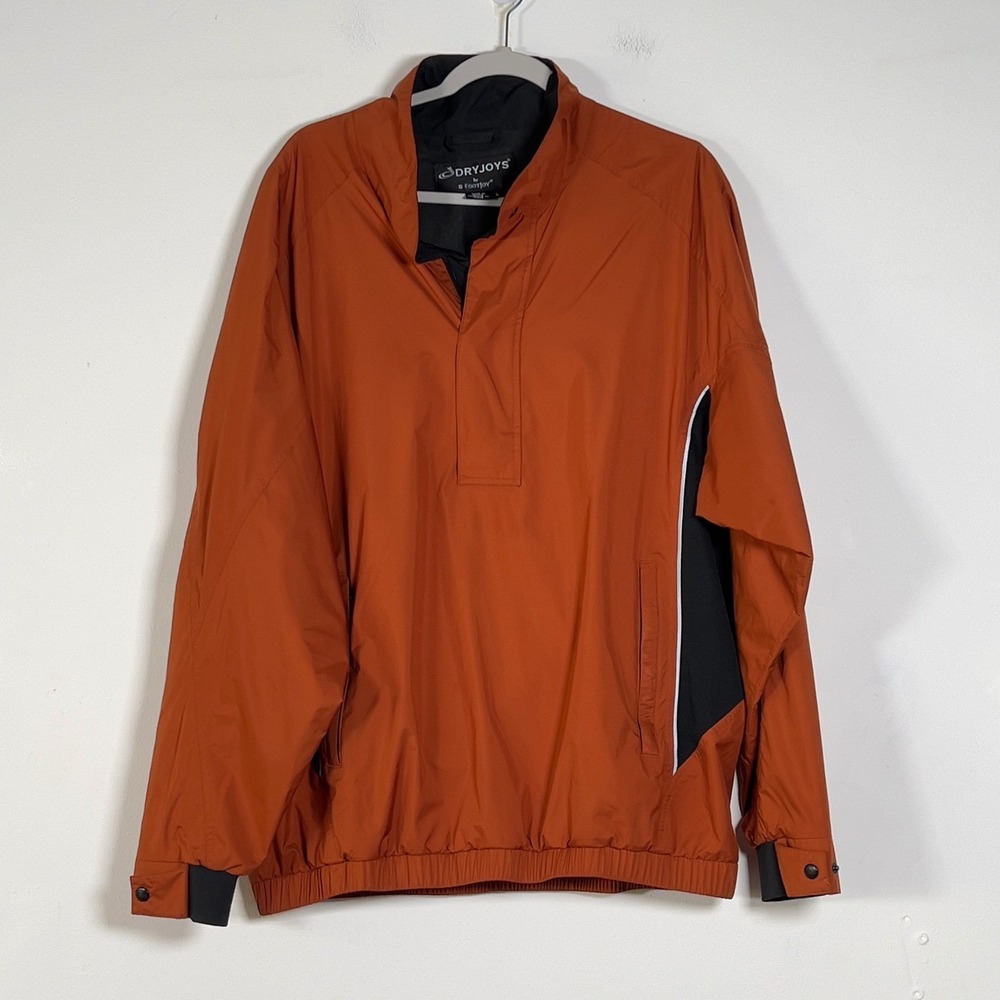 FootJoy DryJoys Golf Pullover Windbreaker Jacket Mensā Sz L Burnt Orange Black